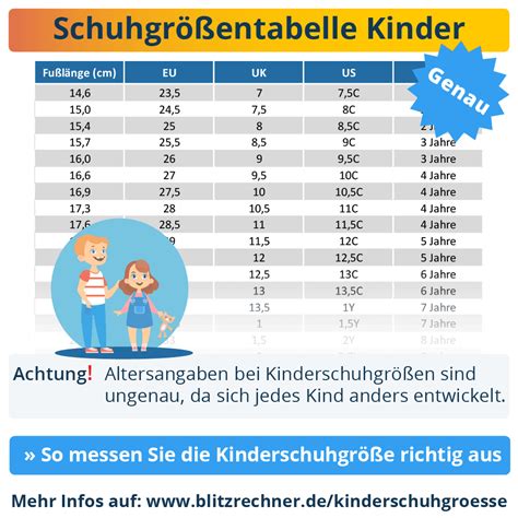 schuhgrößentabelle für kinder